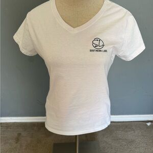 Southern Lure Women's White V-Neck Jeep Tee